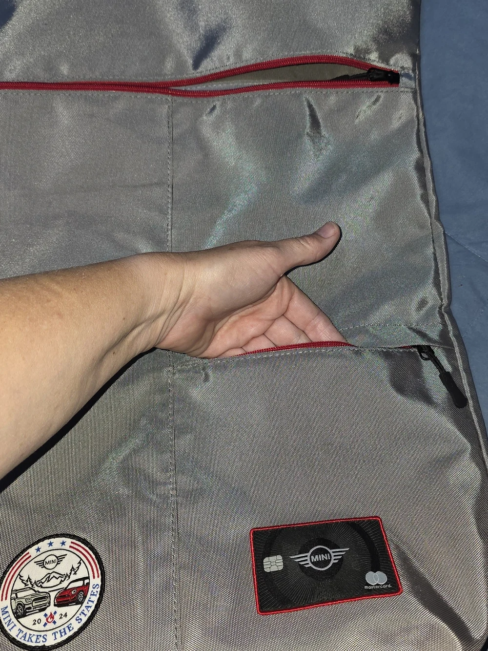 MINI Men's Silver Backpack with Red Trim